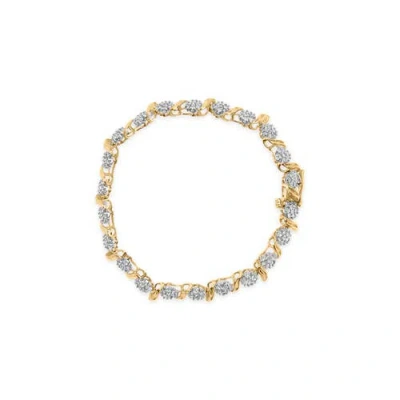 Haus Of Brilliance 10k Yellow Gold 2.00 Cttw Round Cut Diamond 's' Cluster Bracelet (j-k Color In Metallic