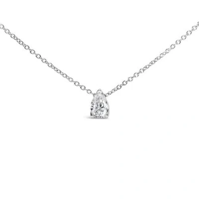 Haus Of Brilliance 14k White Gold 1/2 Cttw Pear Shape Lab Grown Diamond Solitaire Pendant Necklace In White