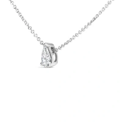 Haus Of Brilliance 14k White Gold 1/2 Cttw Pear Shape Lab Grown Diamond Solitaire Pendant Necklace In White