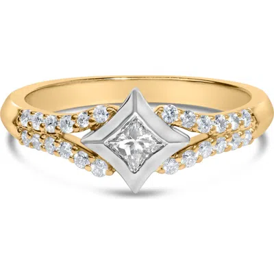 Haus Of Brilliance 10k Two Tone Color 1/2 Cttw Diamond Kite And Split Shank Ring In Gold