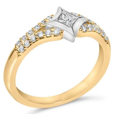 Haus Of Brilliance 10k Two Tone Color 1/2 Cttw Diamond Kite And Split Shank Ring In Gold
