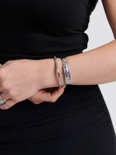 Devata Bali Filigree Bangle Bracelet In Silver