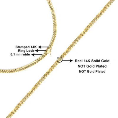Haus Of Brilliance Semi-solid 14k Yellow Gold 6.1mm Classic Miami Cuban Chain Necklace In Gold