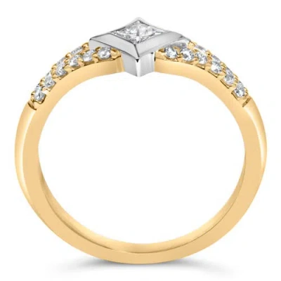 Haus Of Brilliance 10k Two Tone Color 1/2 Cttw Diamond Kite And Split Shank Ring In Gold