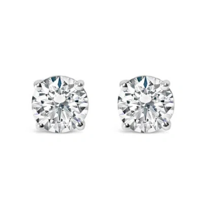 Haus Of Brilliance Silver 1.0 Ct Lab Grown Diamond Classic Solitaire Stud Earrings In Silver