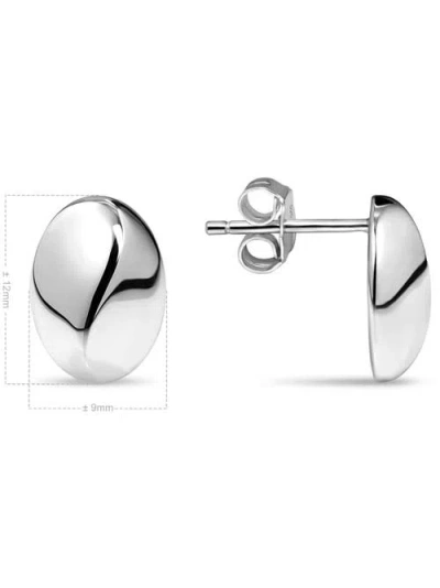 Devata Beveled Curved Dome Stud Earrings In Silver