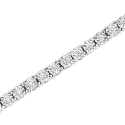 Haus Of Brilliance Silver 1.0 Cttw Lab Grown Diamond Illusion-set Miracle Plate Tennis Bracelet In Silver