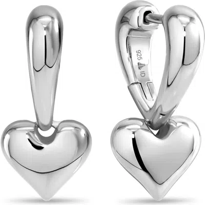 Devata Sweet Heart Huggie Hoop Earrings In Metallic