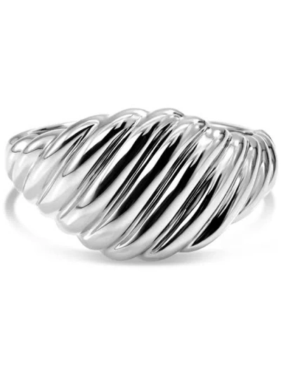 Devata Tapered Rope Band Ring In Metallic