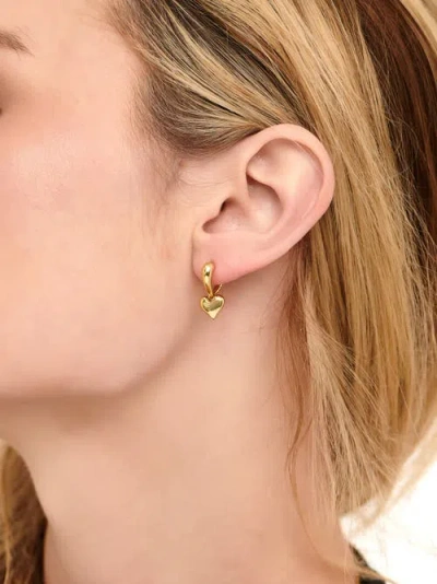 Devata Sweet Heart Huggie Hoop Earrings In Gold