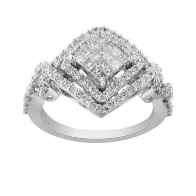 Haus Of Brilliance 14kt White Gold Diamond Composite Ring In Silver