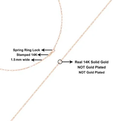 Haus Of Brilliance Unisex Solid 14k Gold 1.5mm Paperclip Chain Necklace In Multi