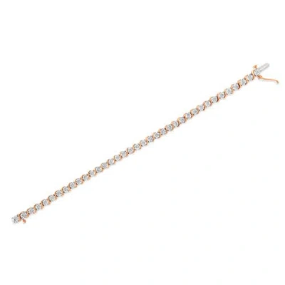 Haus Of Brilliance .925 Sterling Silver 1/10 Cttw Diamond Miracle Plate And "s" Link Tennis Bracelet In Pink