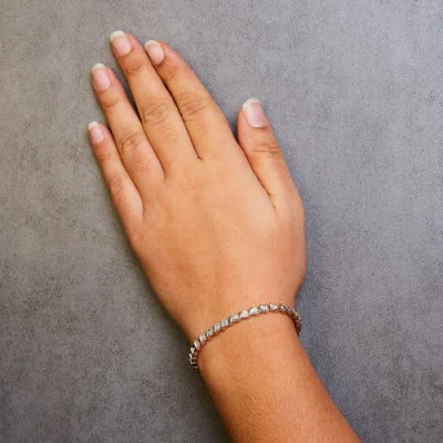 Haus Of Brilliance .925 Sterling Silver 1/10 Cttw Diamond Miracle Plate And "s" Link Tennis Bracelet In Pink