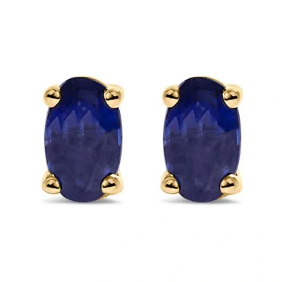 Haus Of Brilliance Colorful Gemstones 14k 0.74 Ct. Tw. Sapphire Stud Earrings In Blue