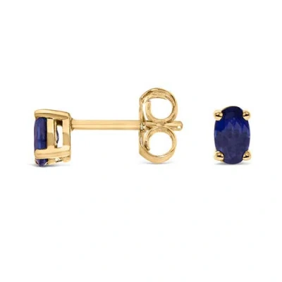 Haus Of Brilliance Colorful Gemstones 14k 0.74 Ct. Tw. Sapphire Stud Earrings In Blue
