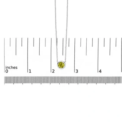 Haus Of Brilliance .925 Sterling Silver 7mm Bezel Set Created Gemstone Pendant Necklace In Green