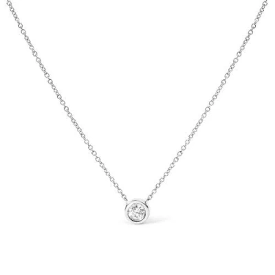 Haus Of Brilliance 14k White Gold 1/2 Cttw Lab Grown Diamond Modern Bezel-set Solitaire 16"-18" Pend In Silver