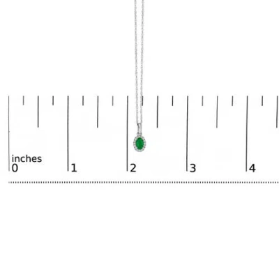 Haus Of Brilliance 10k White Gold 5x3mm Green Emerald And Diamond Accent Halo Oval Shape 18" Pendant