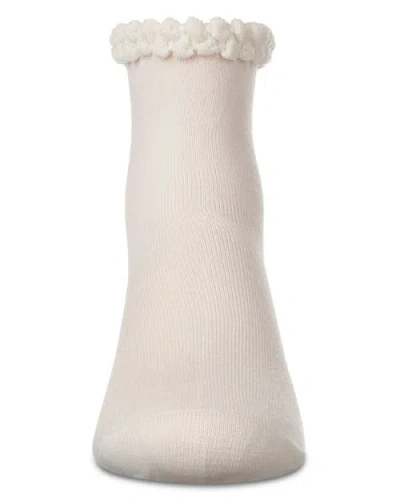 Memoi Bubble Stitch Welt Anklet Socks In White