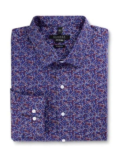 Synrgy By Dxl Big & Tall Abstract Print Performance Dress Shirt In Blue