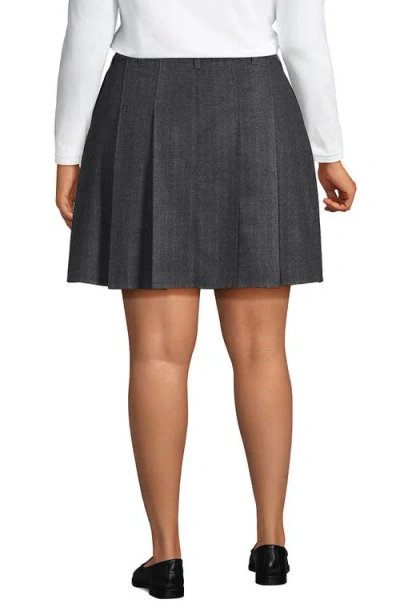 Lands' End Plus Size Brushed Flannel Pleated Mini Skirt In Gray