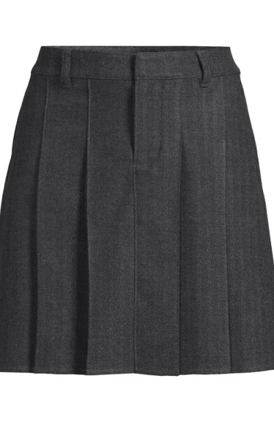 Lands' End Plus Size Brushed Flannel Pleated Mini Skirt In Gray