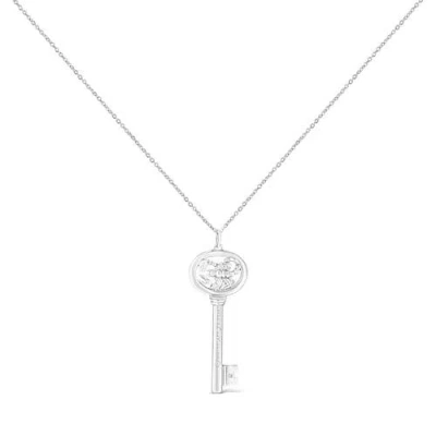 Haus Of Brilliance .925 Sterling Silver Diamond Accent Zodiac Key 18" Pendant Necklace In Metallic