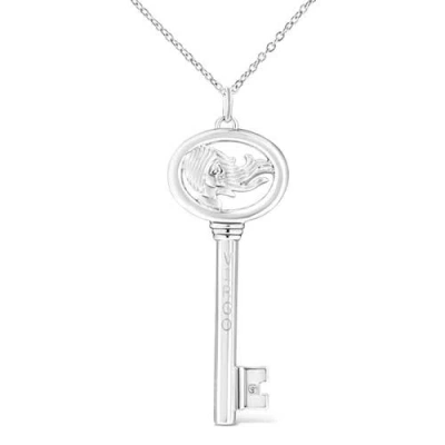 Haus Of Brilliance .925 Sterling Silver Diamond Accent Zodiac Key 18" Pendant Necklace In White