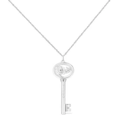 Haus Of Brilliance .925 Sterling Silver Diamond Accent Zodiac Key 18" Pendant Necklace In White