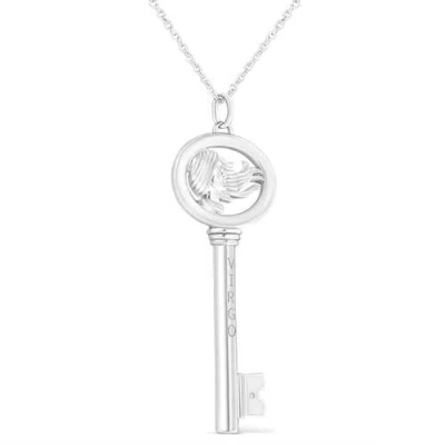 Haus Of Brilliance .925 Sterling Silver Diamond Accent Zodiac Key 18" Pendant Necklace In White