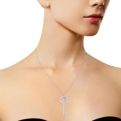 Haus Of Brilliance .925 Sterling Silver Diamond Accent Zodiac Key 18" Pendant Necklace In White