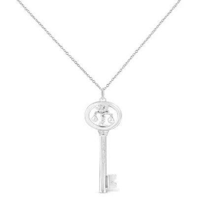 Haus Of Brilliance .925 Sterling Silver Diamond Accent Zodiac Key 18" Pendant Necklace