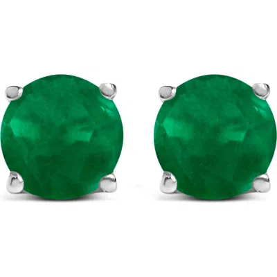 Haus Of Brilliance 14k Gold 5x5mm Round Birthstone Solitaire Stud Earrings In Green