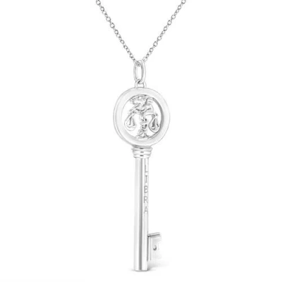 Haus Of Brilliance .925 Sterling Silver Diamond Accent Zodiac Key 18" Pendant Necklace