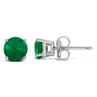 Haus Of Brilliance 14k Gold 5x5mm Round Birthstone Solitaire Stud Earrings In Green