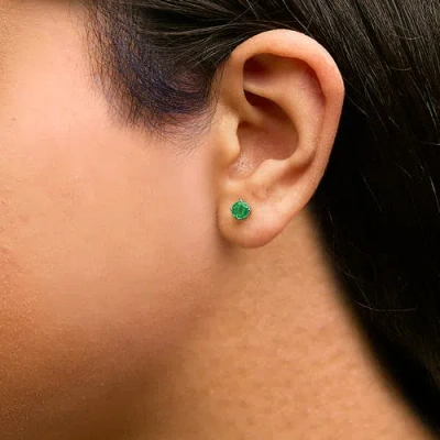 Haus Of Brilliance 14k Gold 5x5mm Round Birthstone Solitaire Stud Earrings In Green