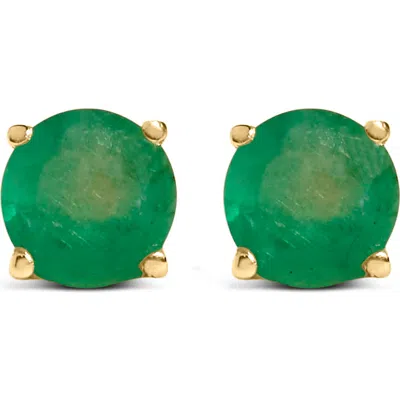 Haus Of Brilliance 14k Gold 5x5mm Round Birthstone Solitaire Stud Earrings In Green