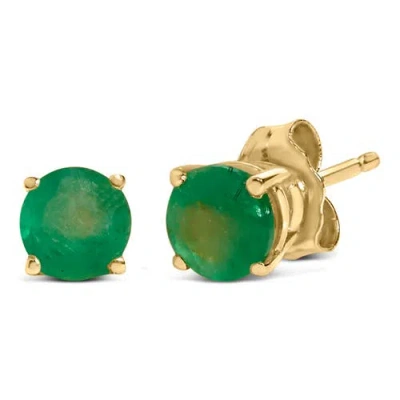 Haus Of Brilliance 14k Gold 5x5mm Round Birthstone Solitaire Stud Earrings In Green