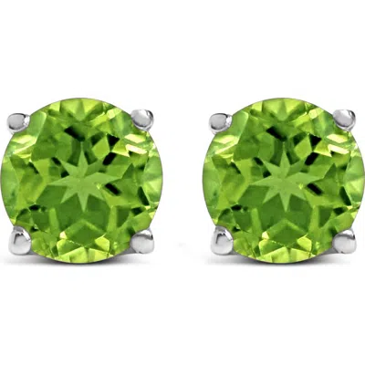 Haus Of Brilliance 14k Gold 5x5mm Round Birthstone Solitaire Stud Earrings In Green