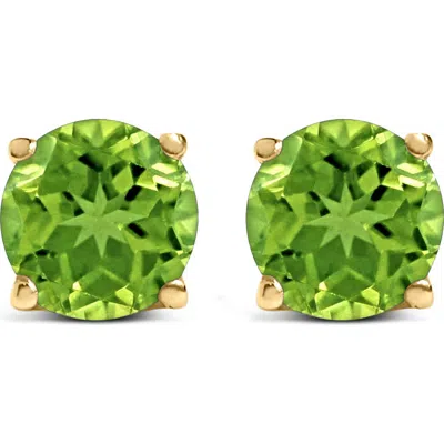 Haus Of Brilliance 14k Gold 5x5mm Round Birthstone Solitaire Stud Earrings In Green