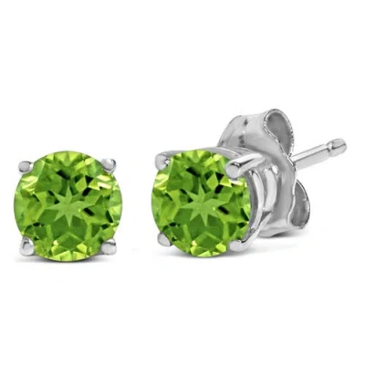 Haus Of Brilliance 14k Gold 5x5mm Round Birthstone Solitaire Stud Earrings In Green