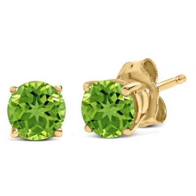 Haus Of Brilliance 14k Gold 5x5mm Round Birthstone Solitaire Stud Earrings In Green