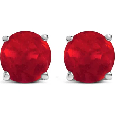 Haus Of Brilliance 14k Gold 5x5mm Round Birthstone Solitaire Stud Earrings In Red