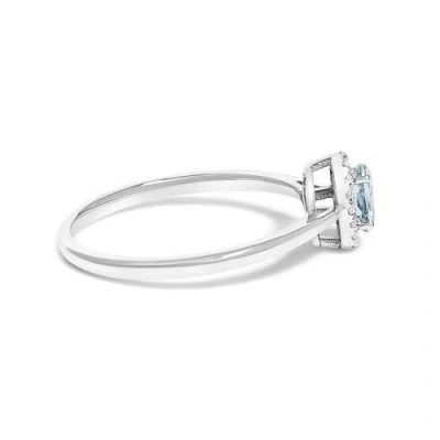 Haus Of Brilliance 10k White Gold Oval And Diamond Accent Halo Birthstone Ring In Metallic
