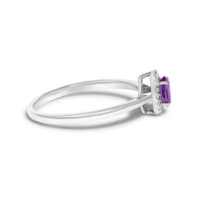 Haus Of Brilliance 10k White Gold Oval And Diamond Accent Halo Birthstone Ring In Purple
