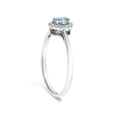 Haus Of Brilliance 10k White Gold Oval And Diamond Accent Halo Birthstone Ring In Metallic