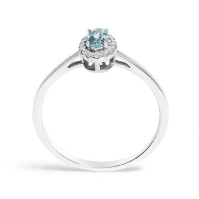 Haus Of Brilliance 10k White Gold Oval And Diamond Accent Halo Birthstone Ring In Metallic