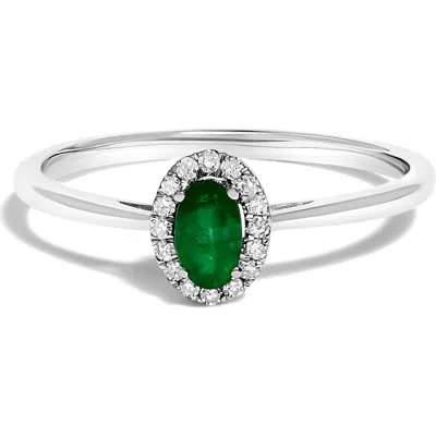 Haus Of Brilliance 10k White Gold Oval And Diamond Accent Halo Birthstone Ring In Green