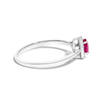 Haus Of Brilliance 10k White Gold Oval And Diamond Accent Halo Birthstone Ring In Pink